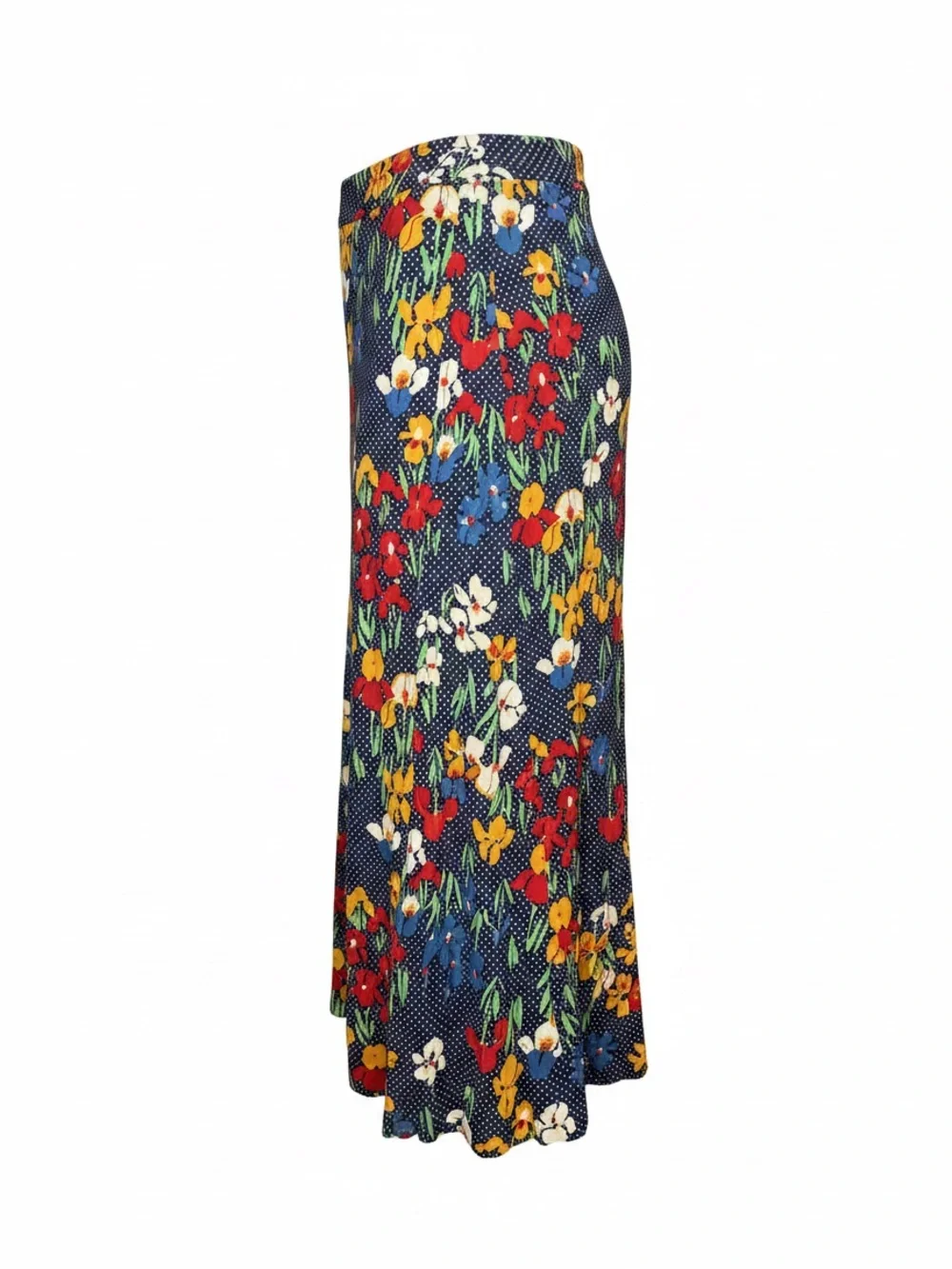 Tory Burch Navy Floral Polka Dot Midi Skirt Medium